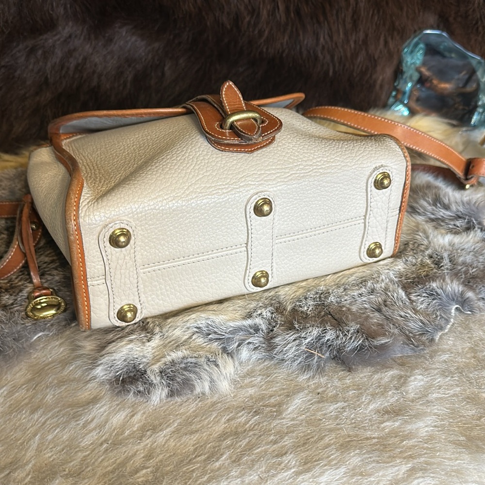 Dooney & Bourke Cream and Brown Leather Trim Crossbody Bag - Picture 5 of 7